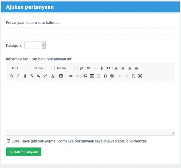 Form Pengajuan Pertanyaan
